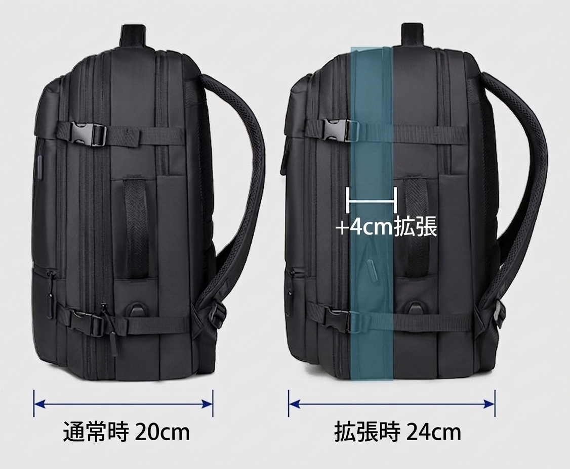 【エクスパンド】マチ拡張機能付き２WAYリュック