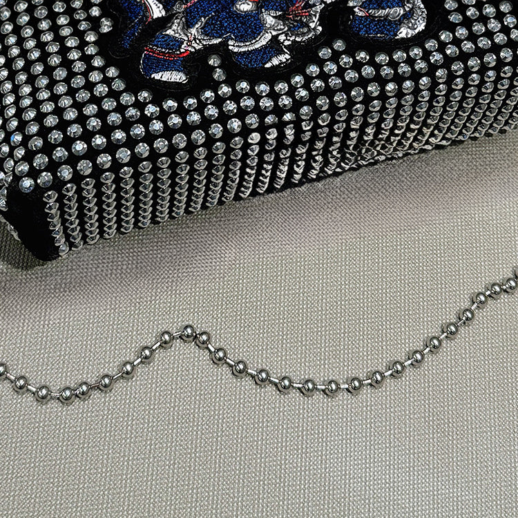 パール×スタッズクラッチバッグ がま口 チェーン付き 3WAY ミニショルダー パーティー 韓国風 レディース