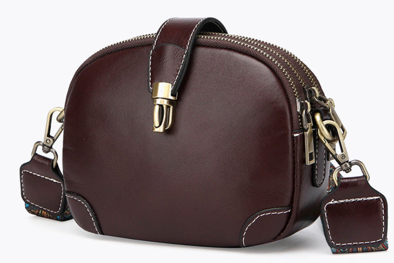 レトロテイスト 本革ミニショルダーバッグ