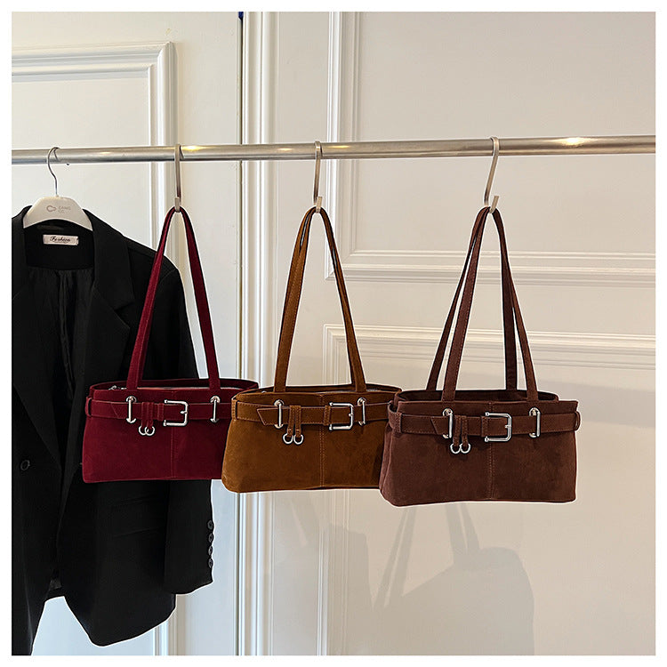 スエードタッチワイドハンドバッグ