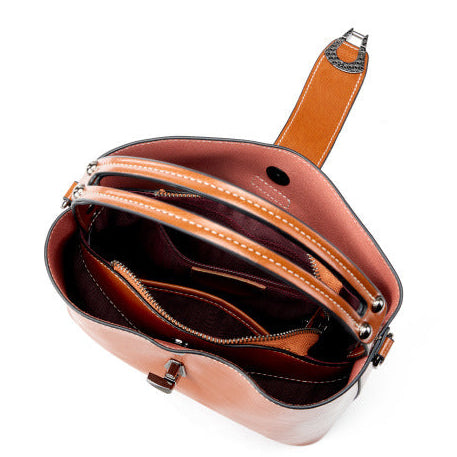 本革 オイルワックスレザー バケット型 2WAYバッグ