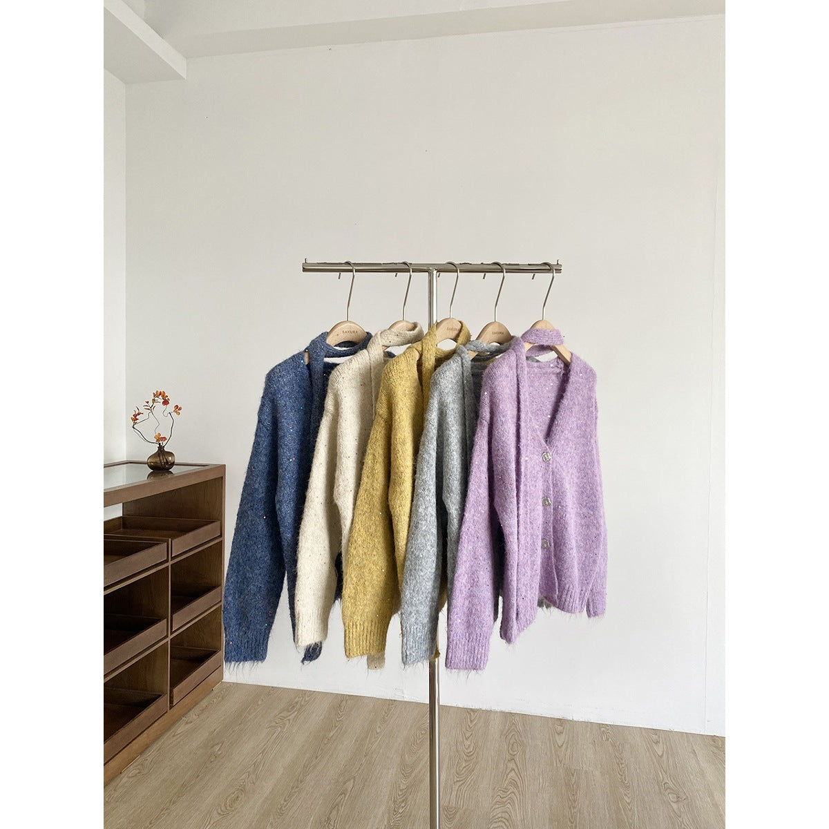 ショール付き Vネックニットカーディガン