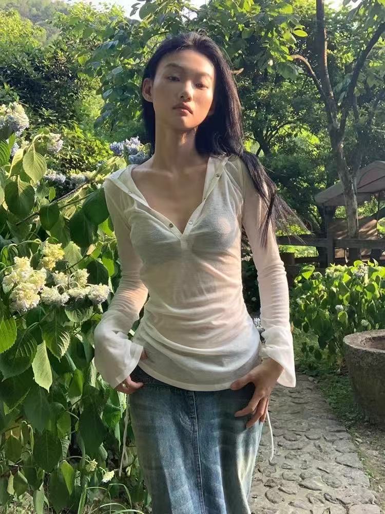 フード付きシアートップス