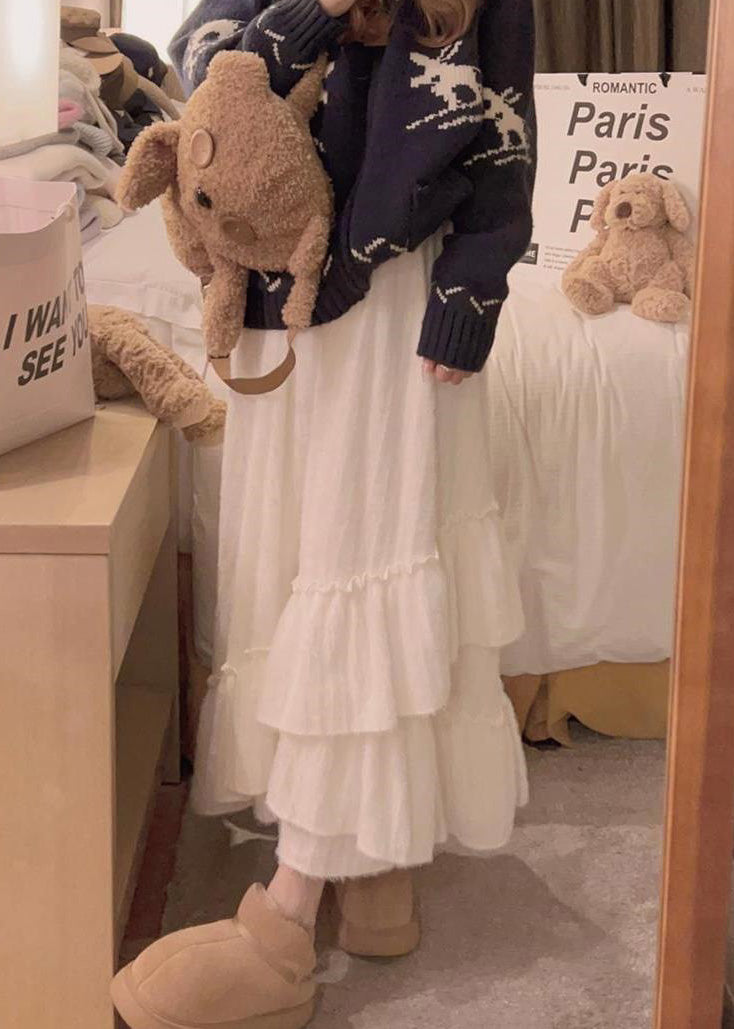 フリルパッチワーク裏起毛ティアードスカート