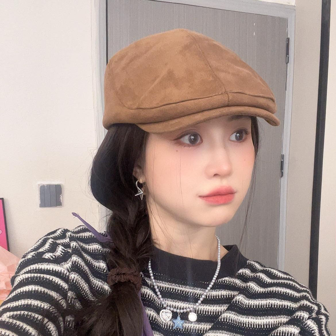 スエードフォワードキャップ