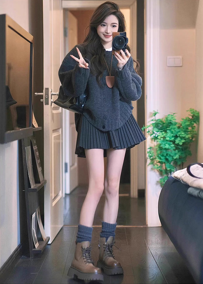 プリーツウールミニスカート