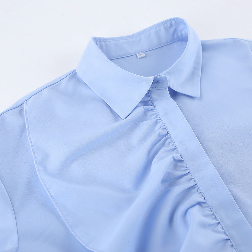 アシンメトリーフリルデザインシャツ