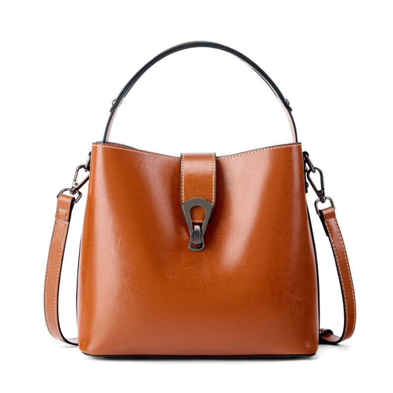 本革 オイルワックスレザー バケット型 2WAYバッグ