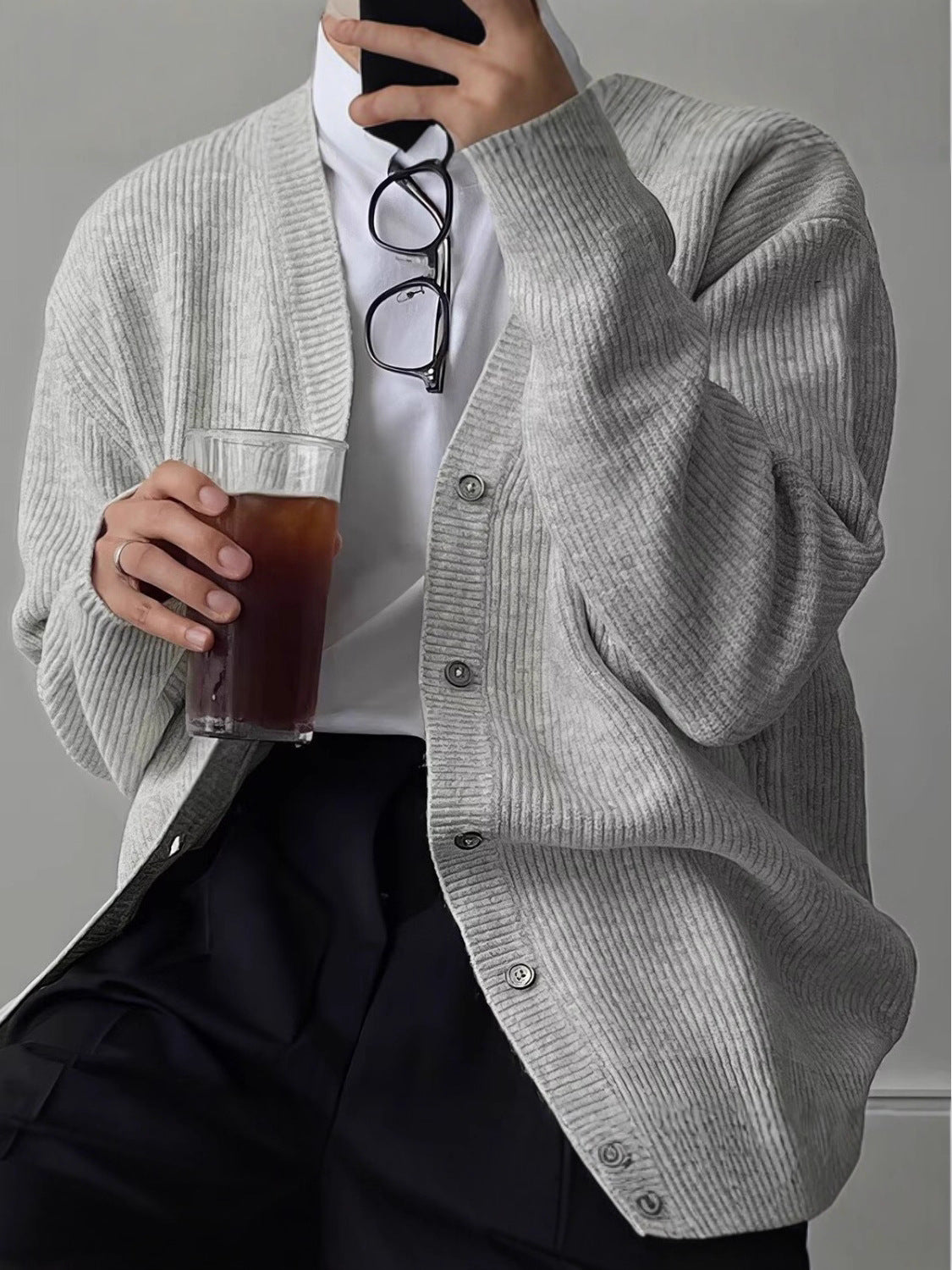 メンズ　Vネック　ゆったりカーディガン