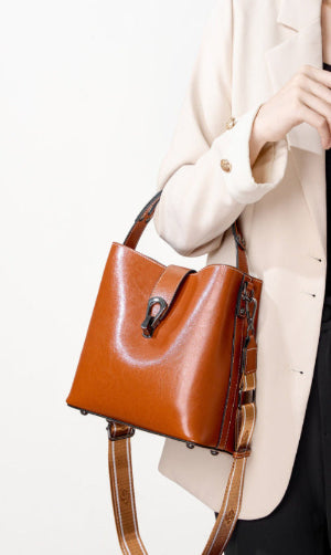 本革 オイルワックスレザー バケット型 2WAYバッグ