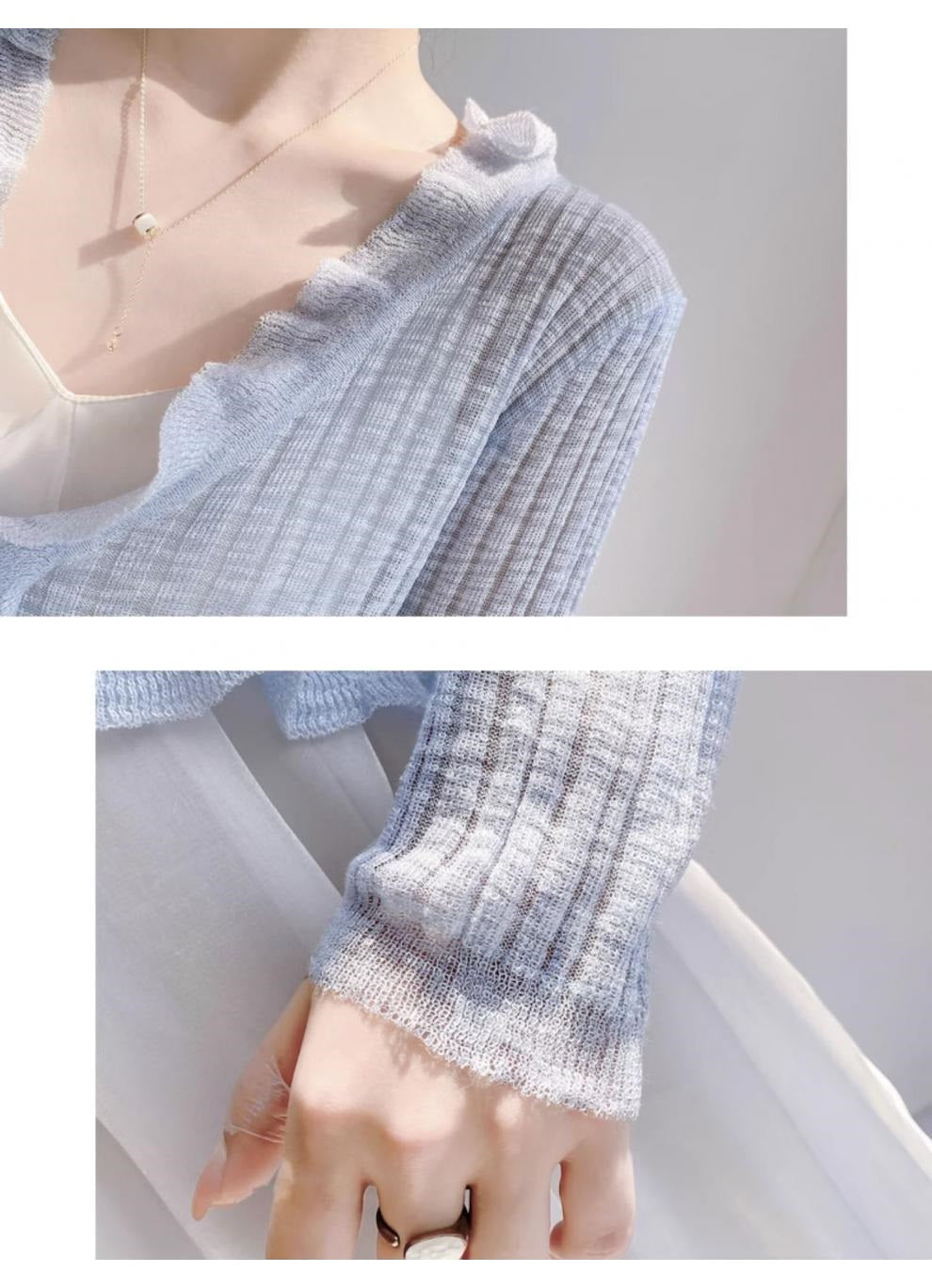 【フリルカーディガン】柔らかなフリルデザインが、淑女の品格を添える