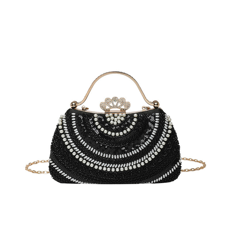 ビジューとパールの立体デザインバッグ