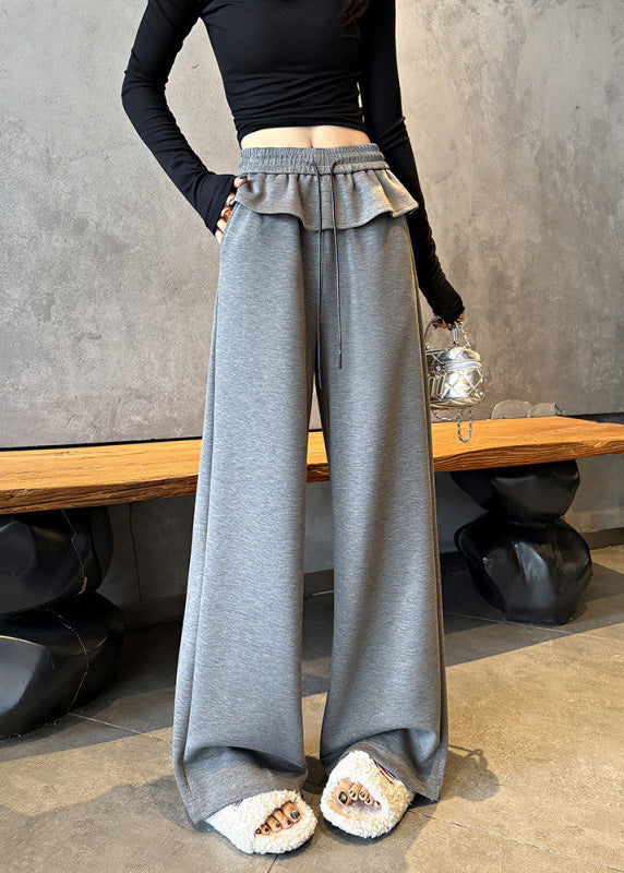 ペプラム風ワイドスウェットパンツ