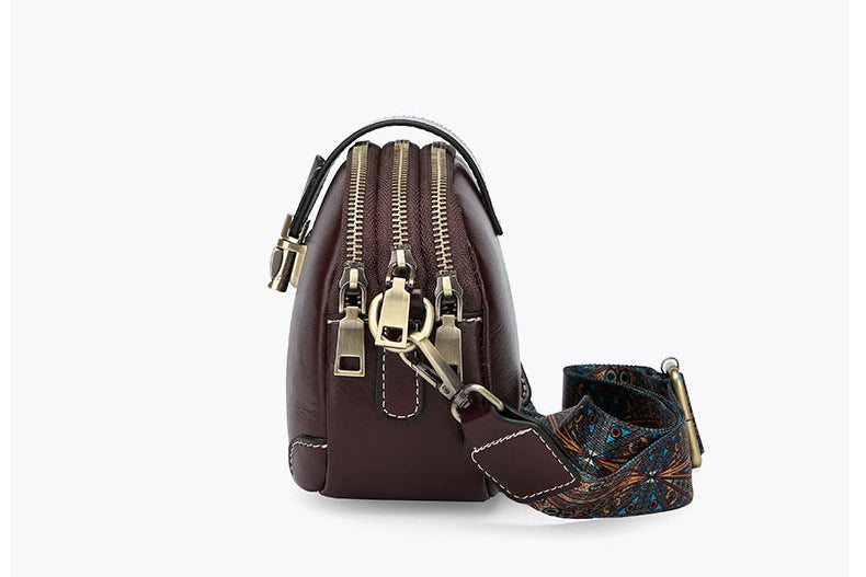 レトロテイスト 本革ミニショルダーバッグ