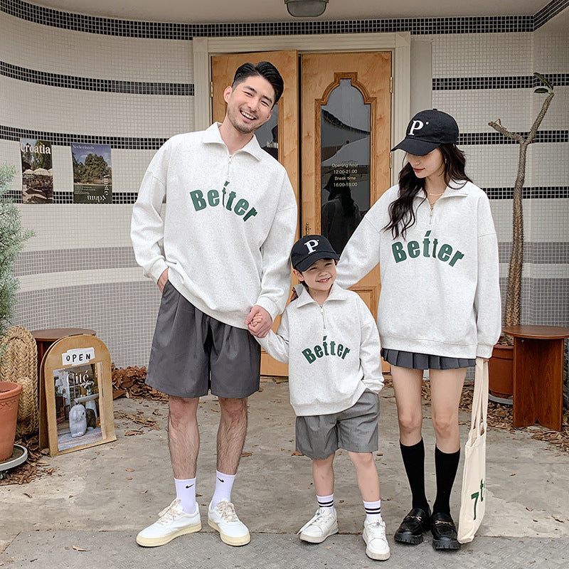 家族でお揃いハーフジップスウェット