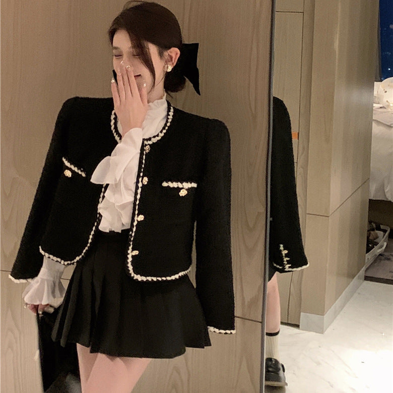 クラシカルなブラックツイードジャケット