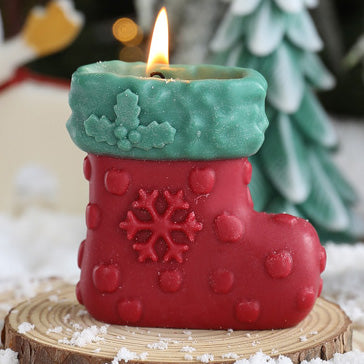 靴下のクリスマスキャンドル