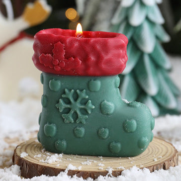 靴下のクリスマスキャンドル