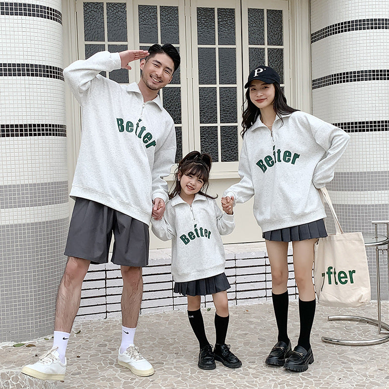家族でお揃いハーフジップスウェット
