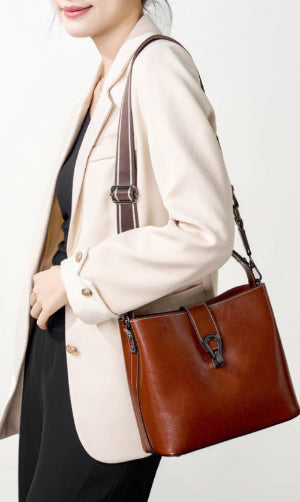 本革 オイルワックスレザー バケット型 2WAYバッグ