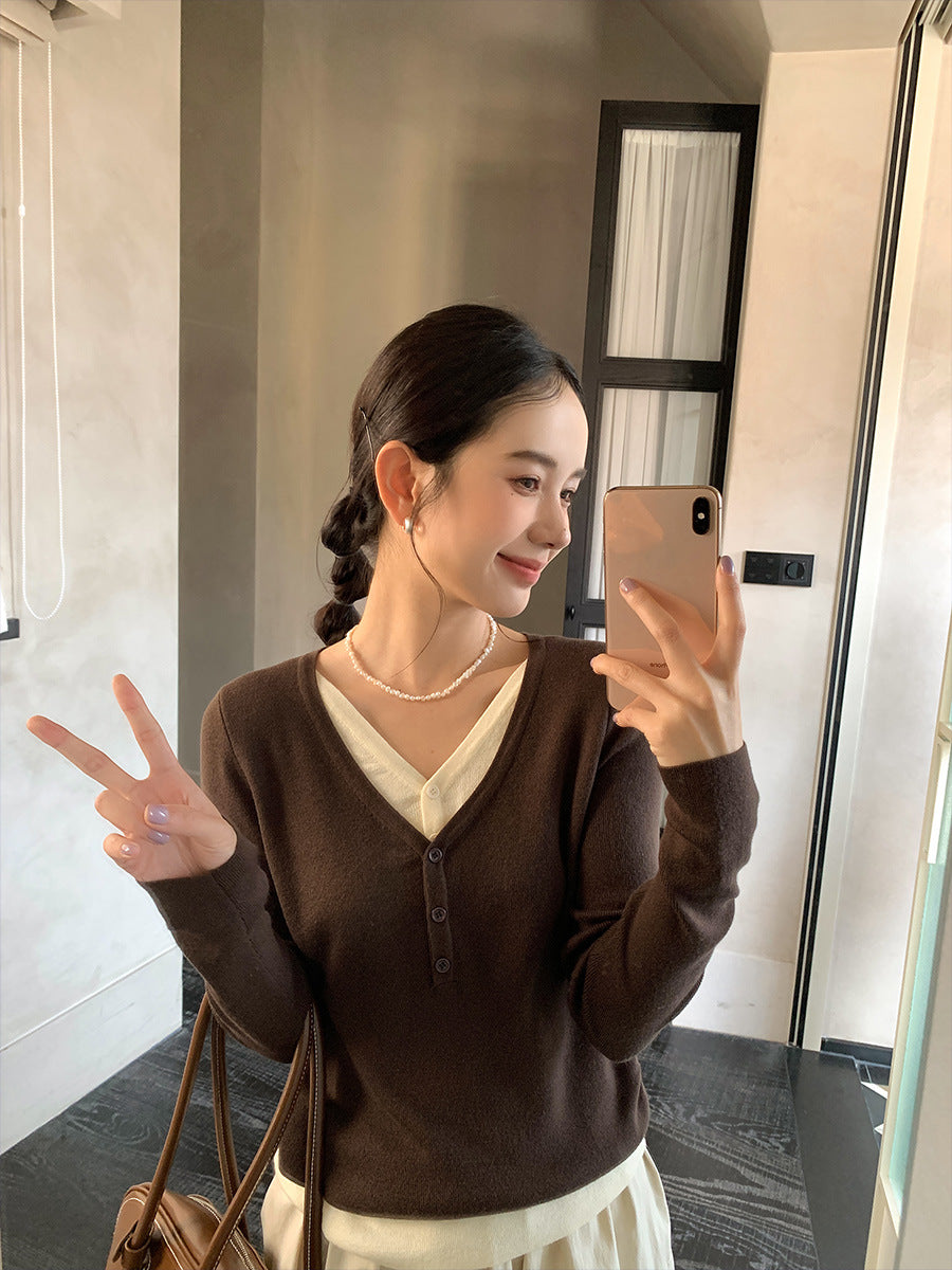 レイヤード Vネックカットソー