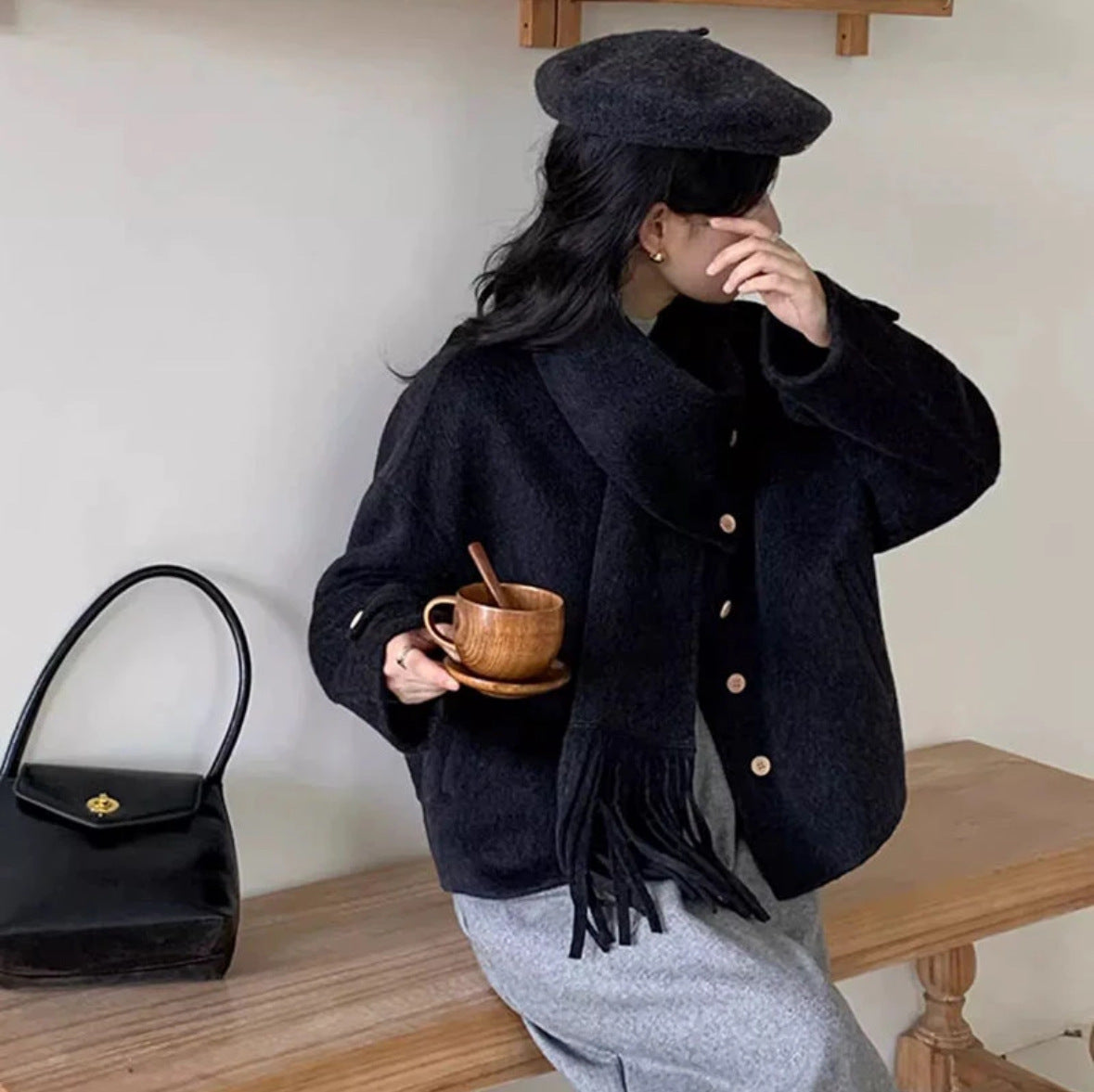 プティヌン スカーフ付きコート