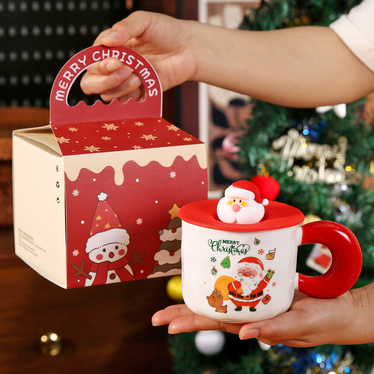 陶器のクリスマスマグ