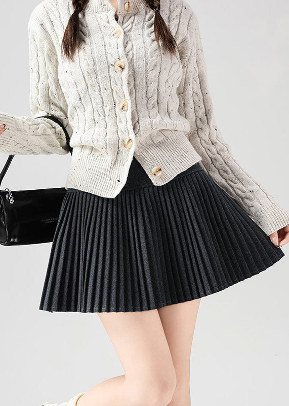 プリーツウールミニスカート