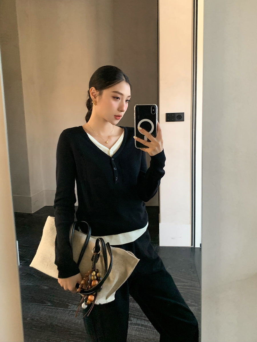 レイヤード Vネックカットソー