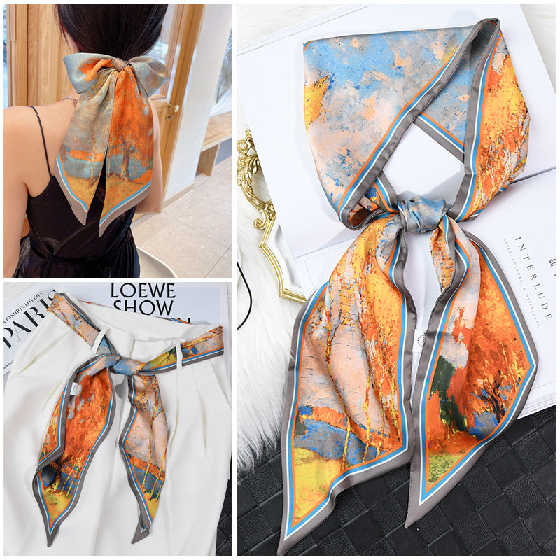 リボンタイプロングシルクスカーフ