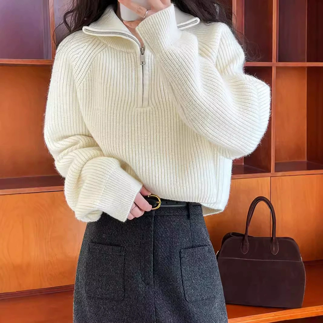 ハーフジップニット