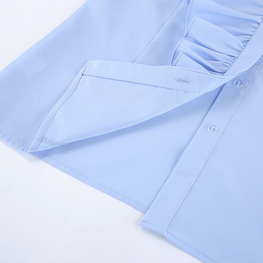 アシンメトリーフリルデザインシャツ