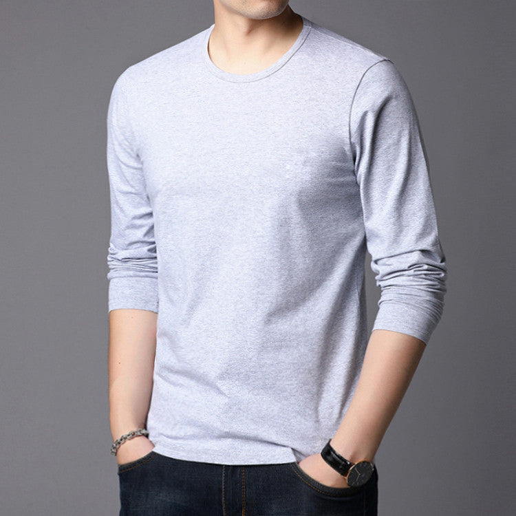 シンプル　ラウンドネック無地　長袖Tシャツ