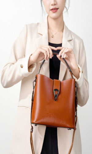 本革 オイルワックスレザー バケット型 2WAYバッグ