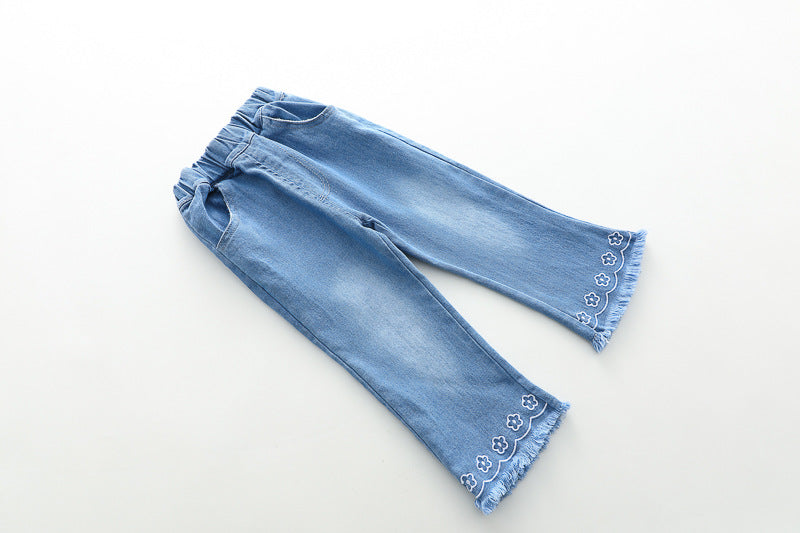 お花モチーフベスト付き キッズ3点セット