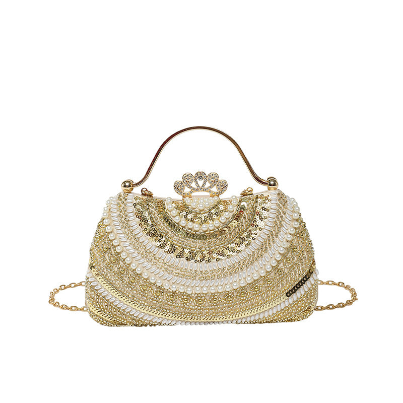 ビジューとパールの立体デザインバッグ