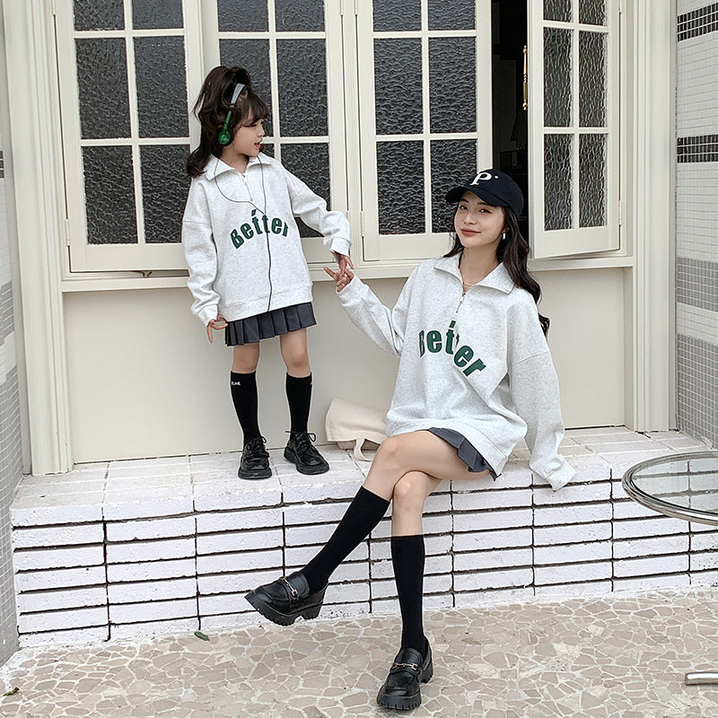 家族でお揃いハーフジップスウェット