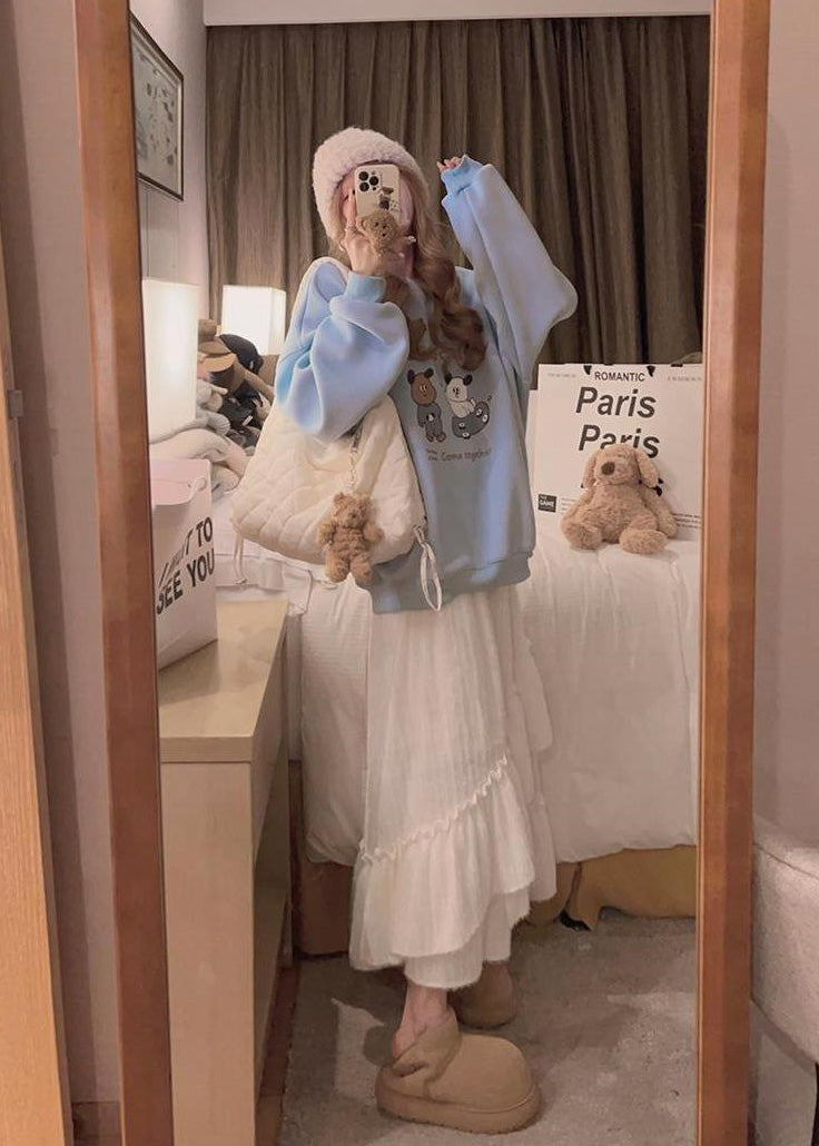 フリルパッチワーク裏起毛ティアードスカート