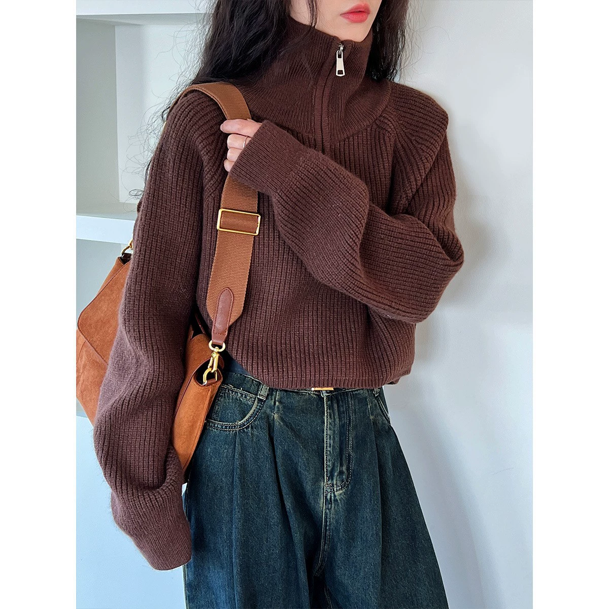 ハーフジップニット