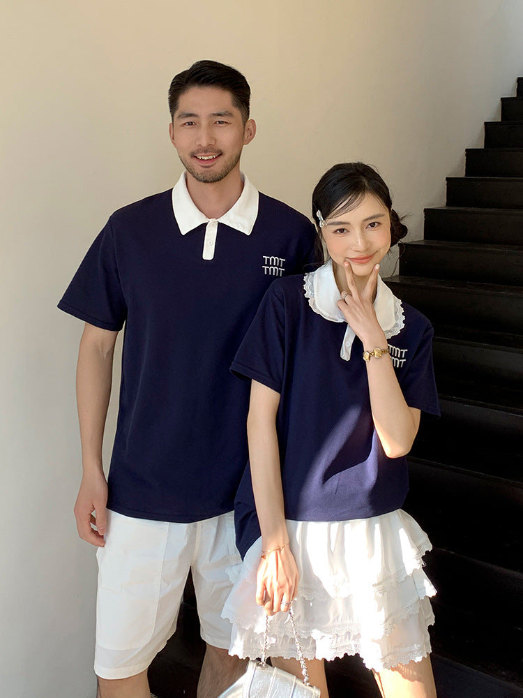 ネイビー×白の好印象リンクコーデ