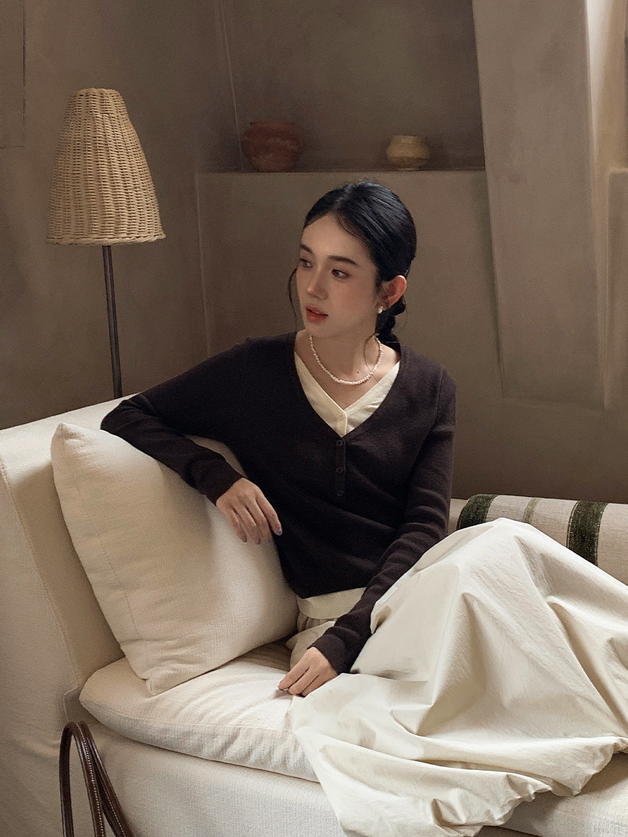 レイヤード Vネックカットソー