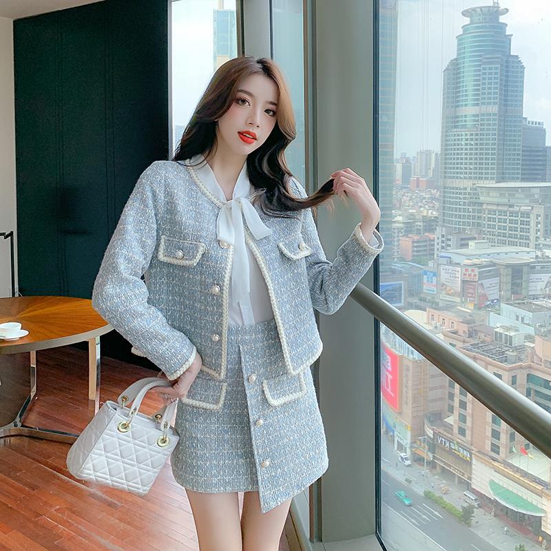 ツイードツーピーススーツ