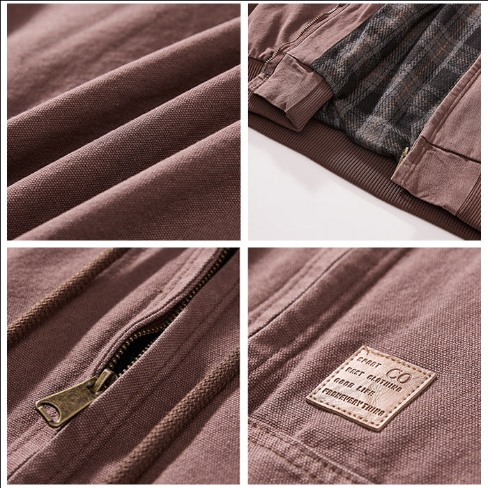 フーデッドワークジャケットチェックライナー