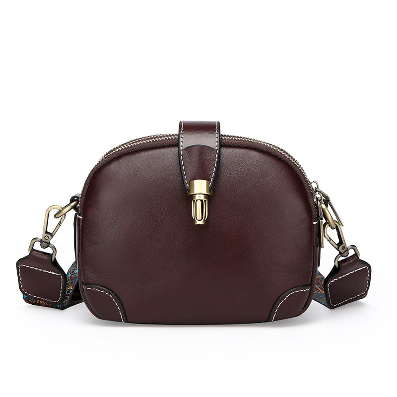 レトロテイスト 本革ミニショルダーバッグ