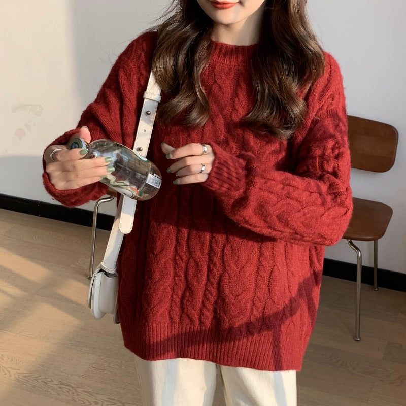 ケーブルニットプルオーバー