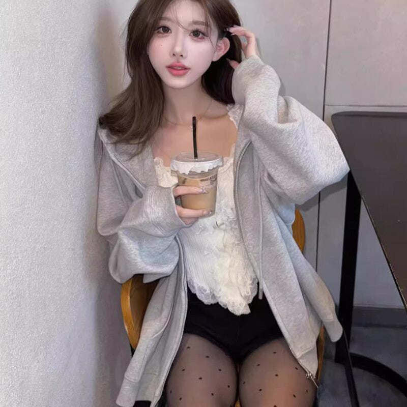 韓国×アメリカンシックなゆったりパーカー