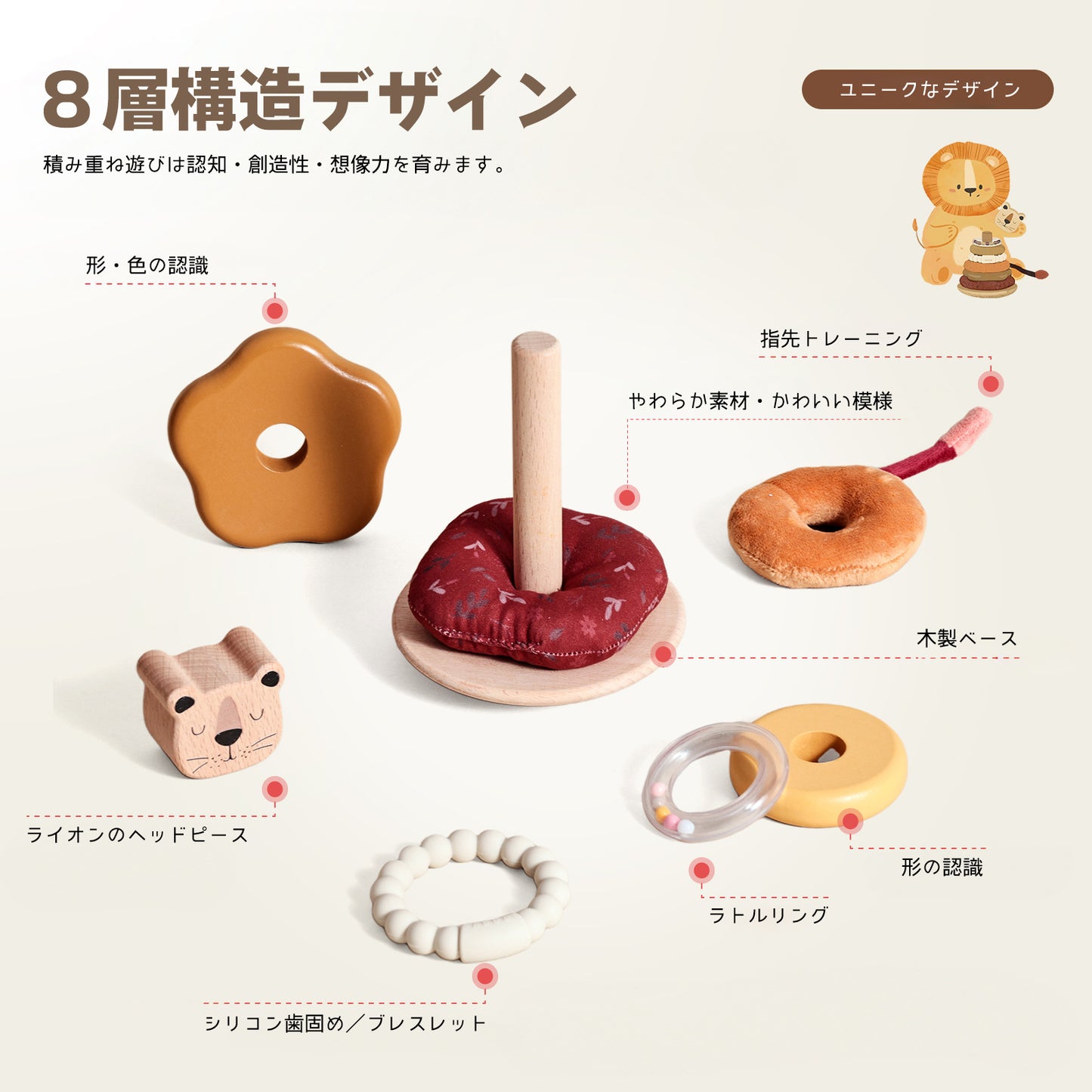 ライオンさんのスタッキングリング(1歳以上)