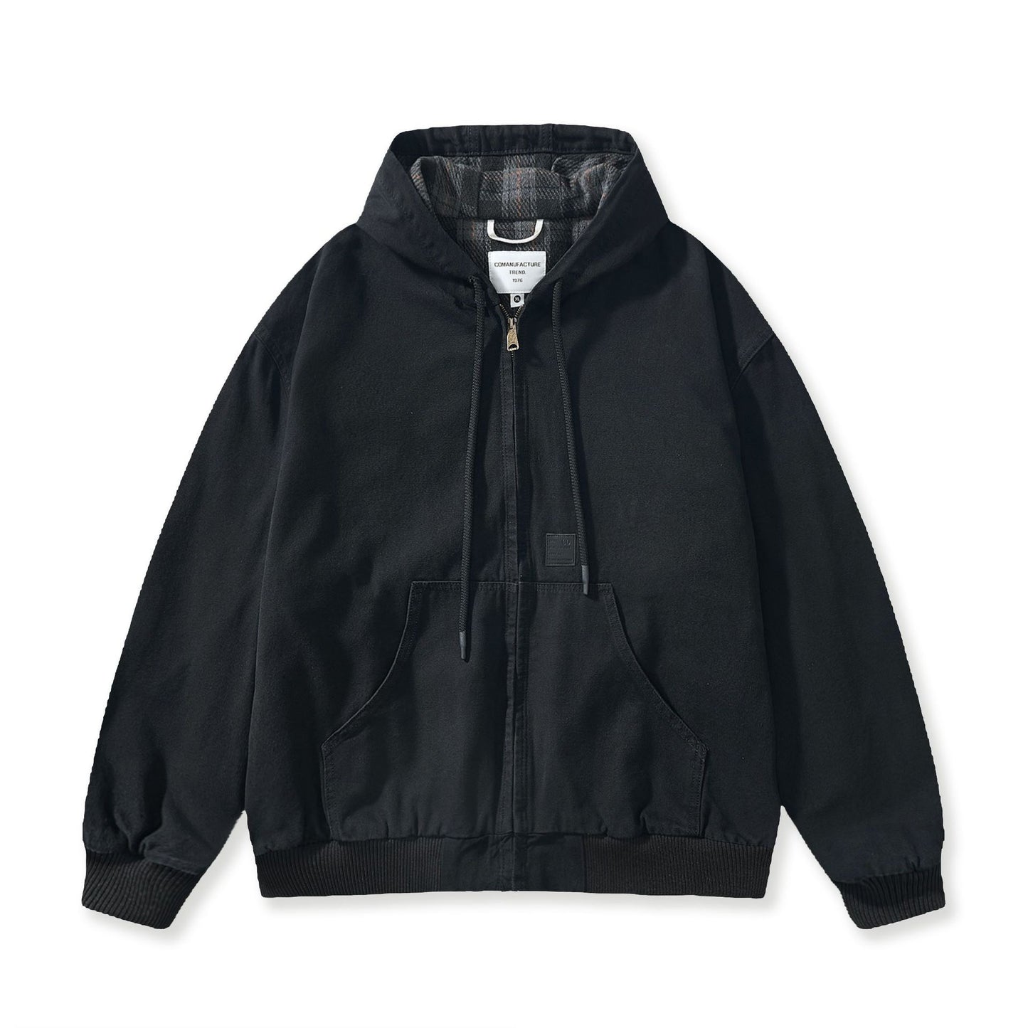 フーデッドワークジャケットチェックライナー