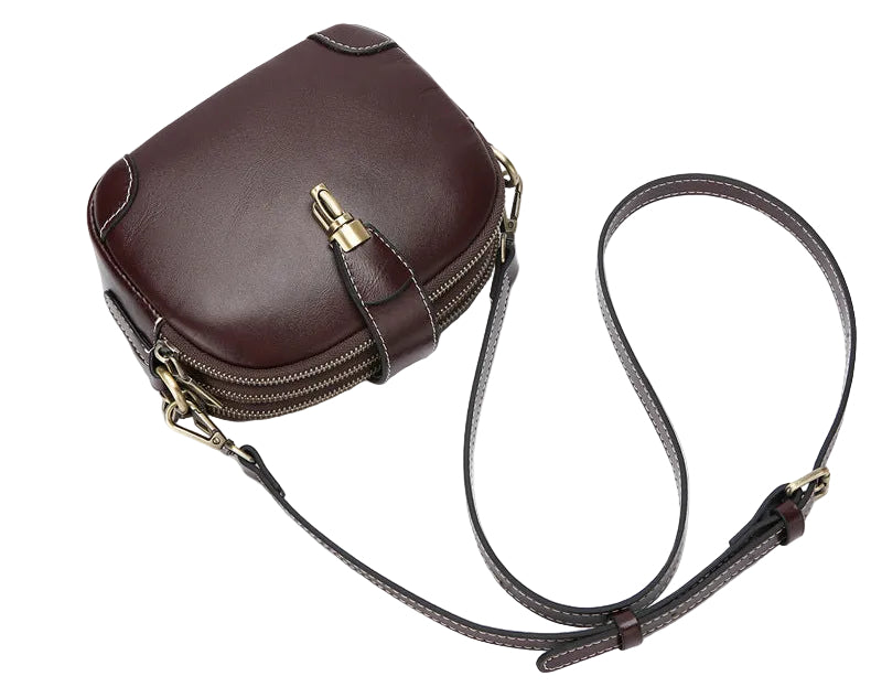レトロテイスト 本革ミニショルダーバッグ