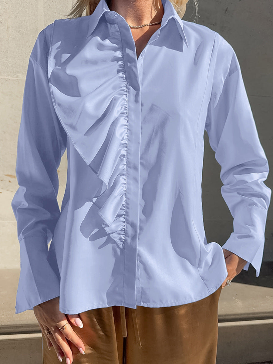 アシンメトリーフリルデザインシャツ